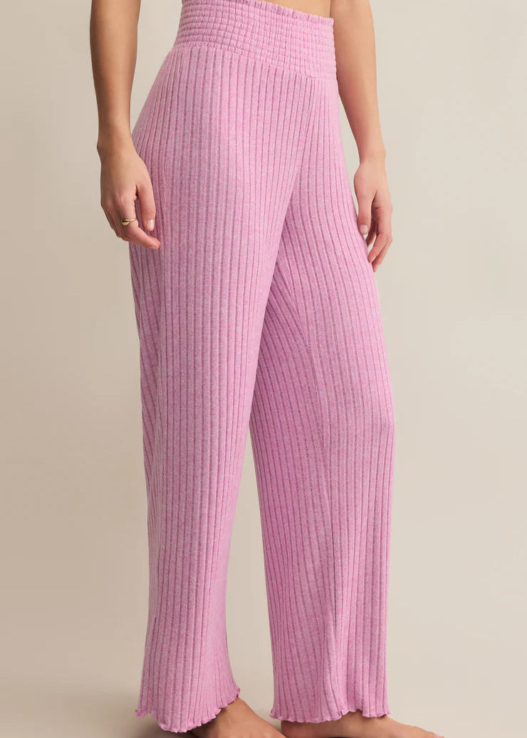 Z Supply Dawn Smocked Rib Pant - Violet Heather