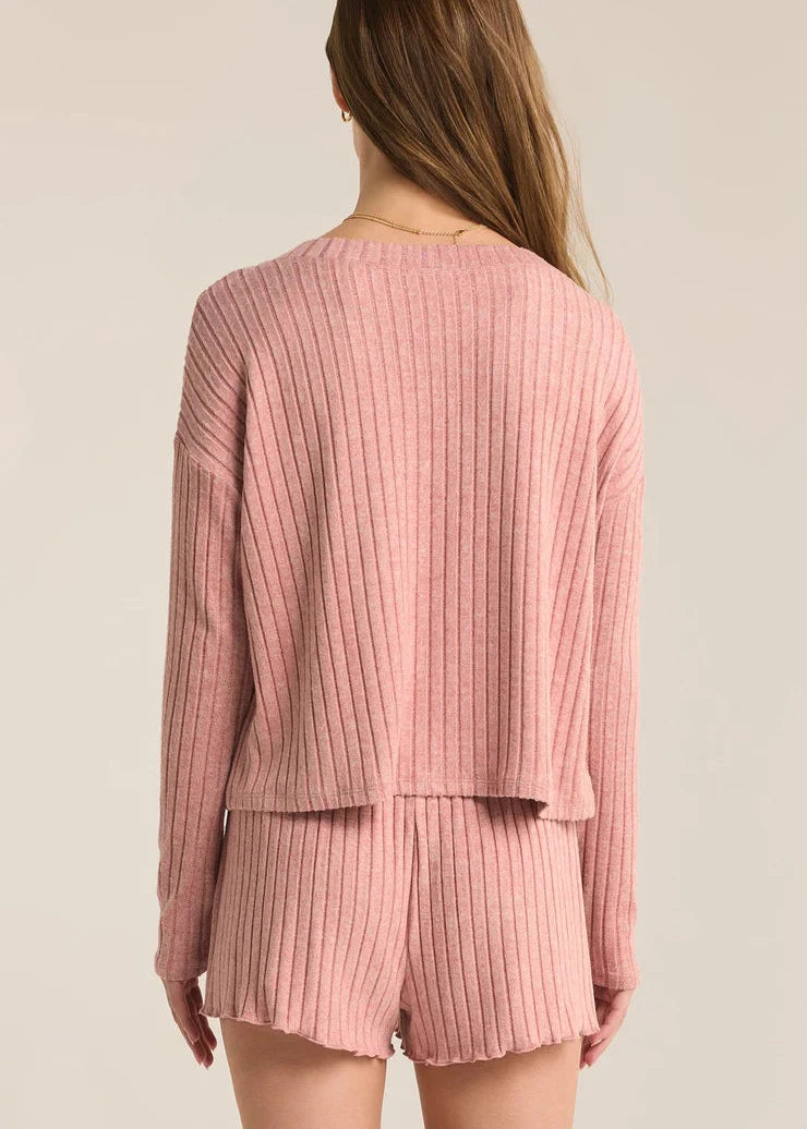 Z Supply Mara L/S Cardigan - Rosebud