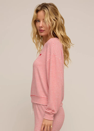 Z Supply Bisous Stripe L/S Top - Red