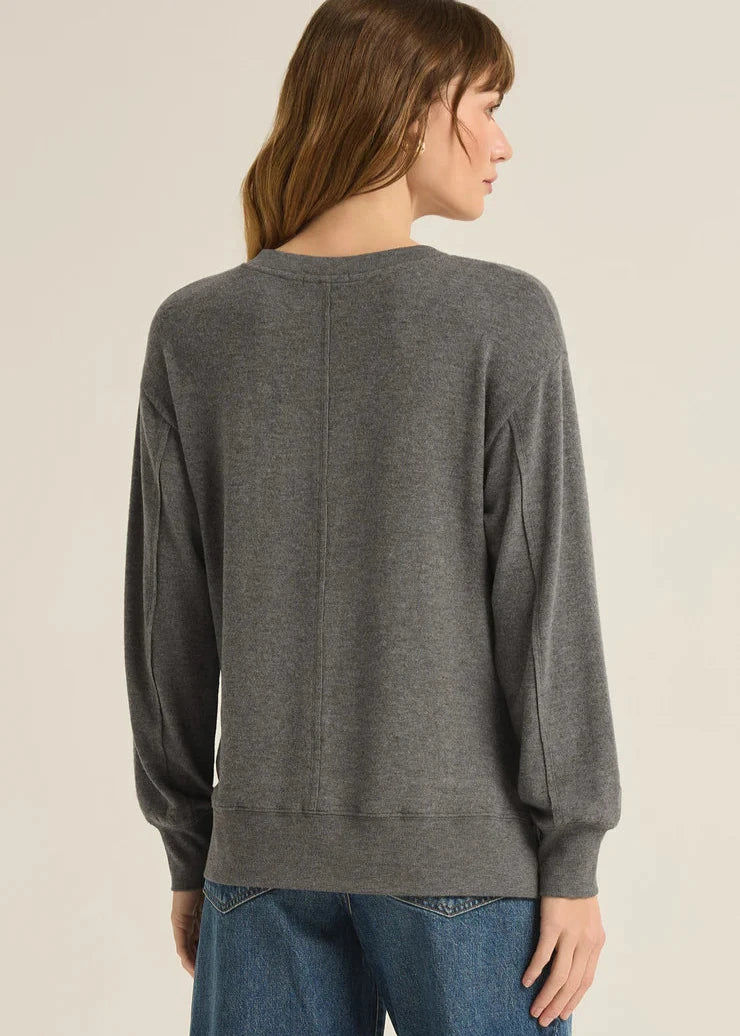 Z Supply Wilder Cloud V Neck L/S Top - Charcoal