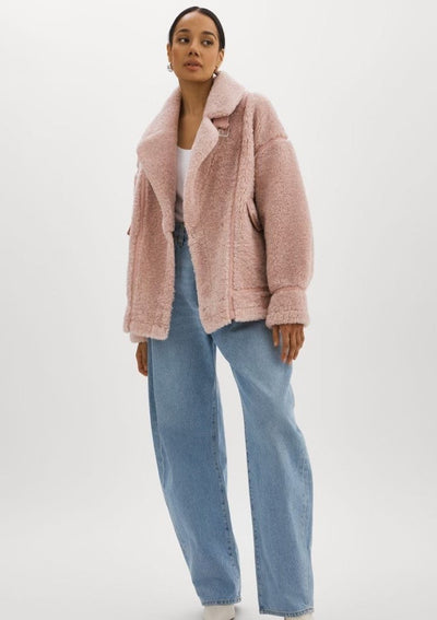 Lamarque Badu Shearling Faux Fur Jacket - Light Pink