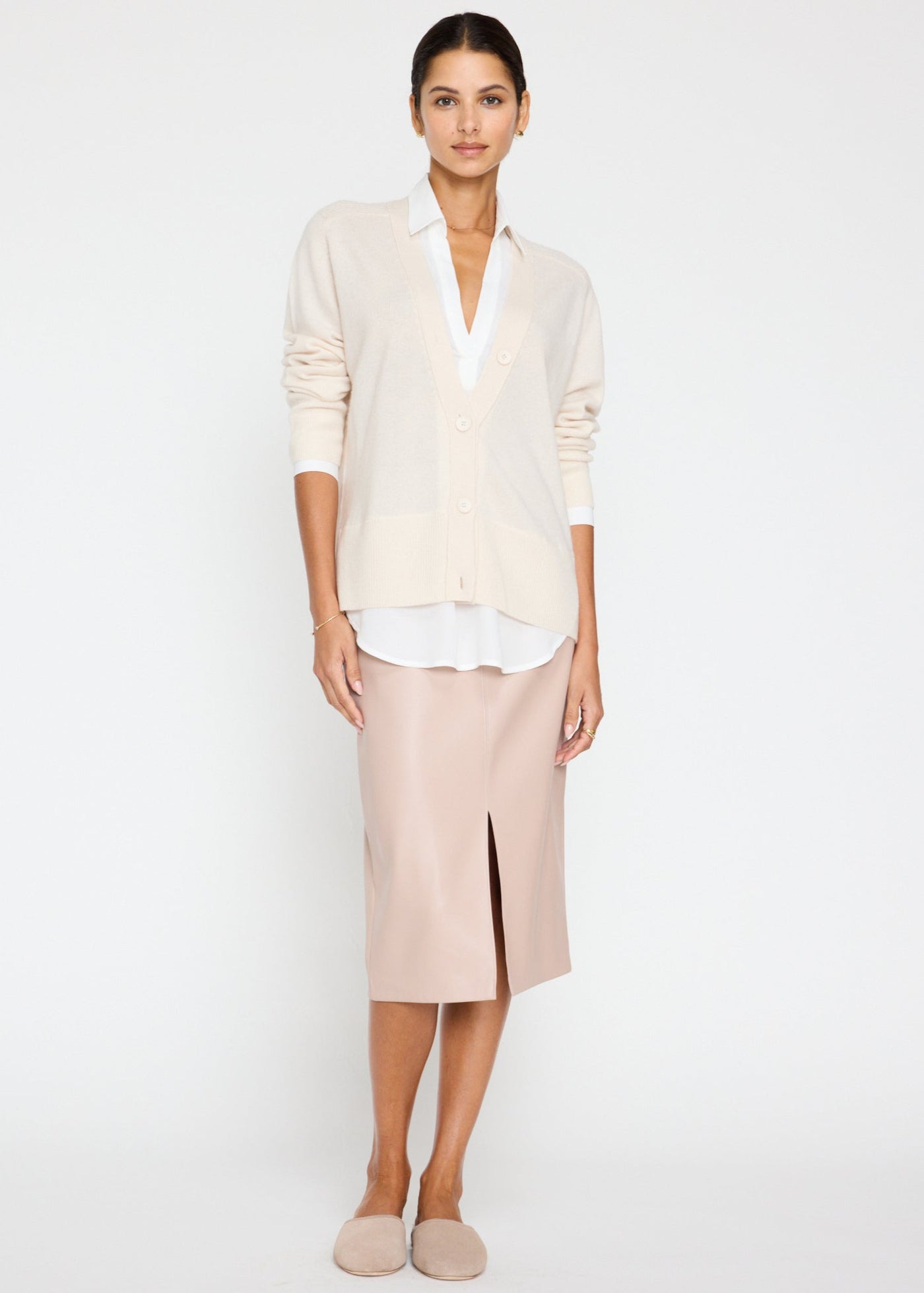 Brochu Walker Callie Layered Looker Cardigan Almond