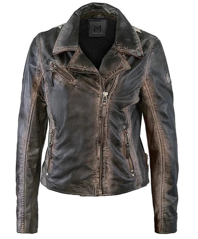 Mauritius Christy Star Detail Leather Jacket - Vintage Black