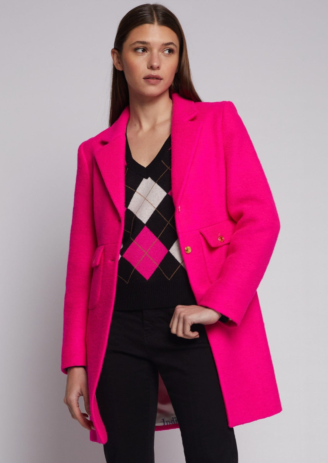 Hot pink wool coat online