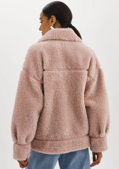 Lamarque Badu Shearling Faux Fur Jacket - Light Pink