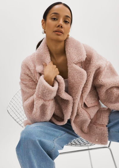 Lamarque Badu Shearling Faux Fur Jacket - Light Pink