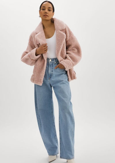 Lamarque Badu Shearling Faux Fur Jacket - Light Pink