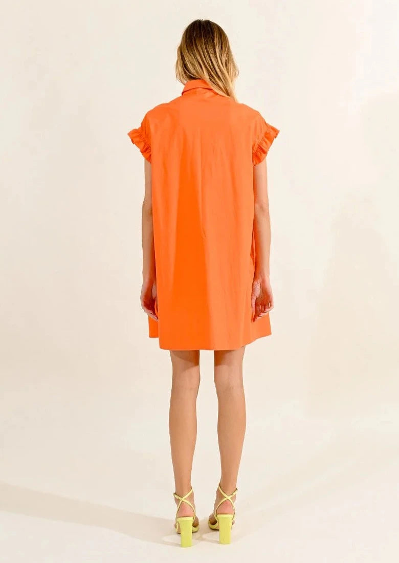 Molly Bracken Ruched Detail Shirt Dress - Orange 