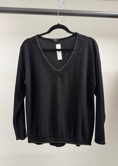 The Pink Door L/S Top w/ Gold Detail - Black