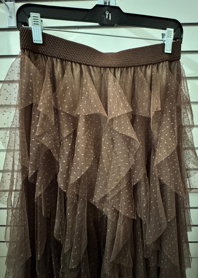 The Pink Door Long Tulle Skirt - Brown