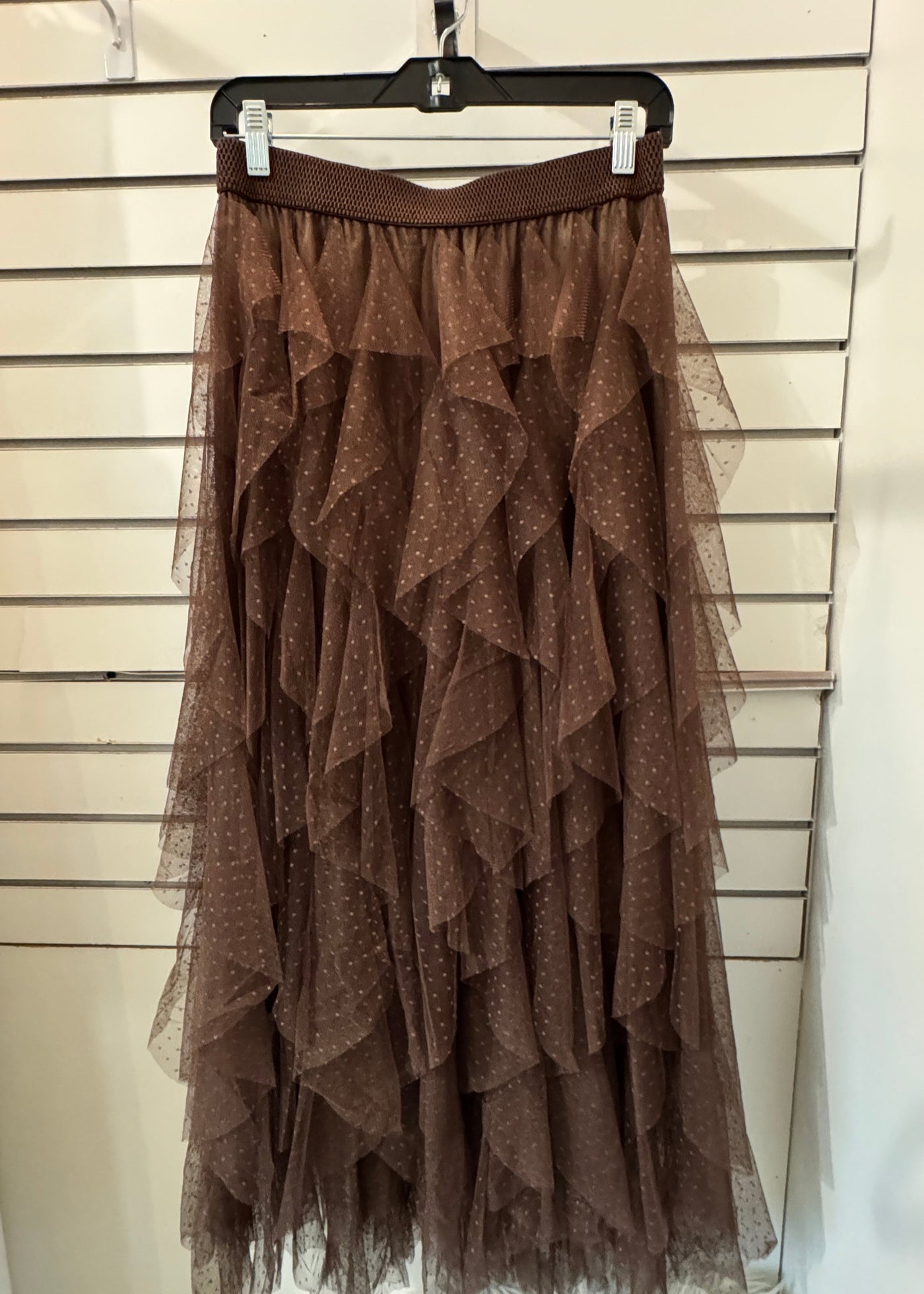 The Pink Door Long Tulle Skirt - Brown