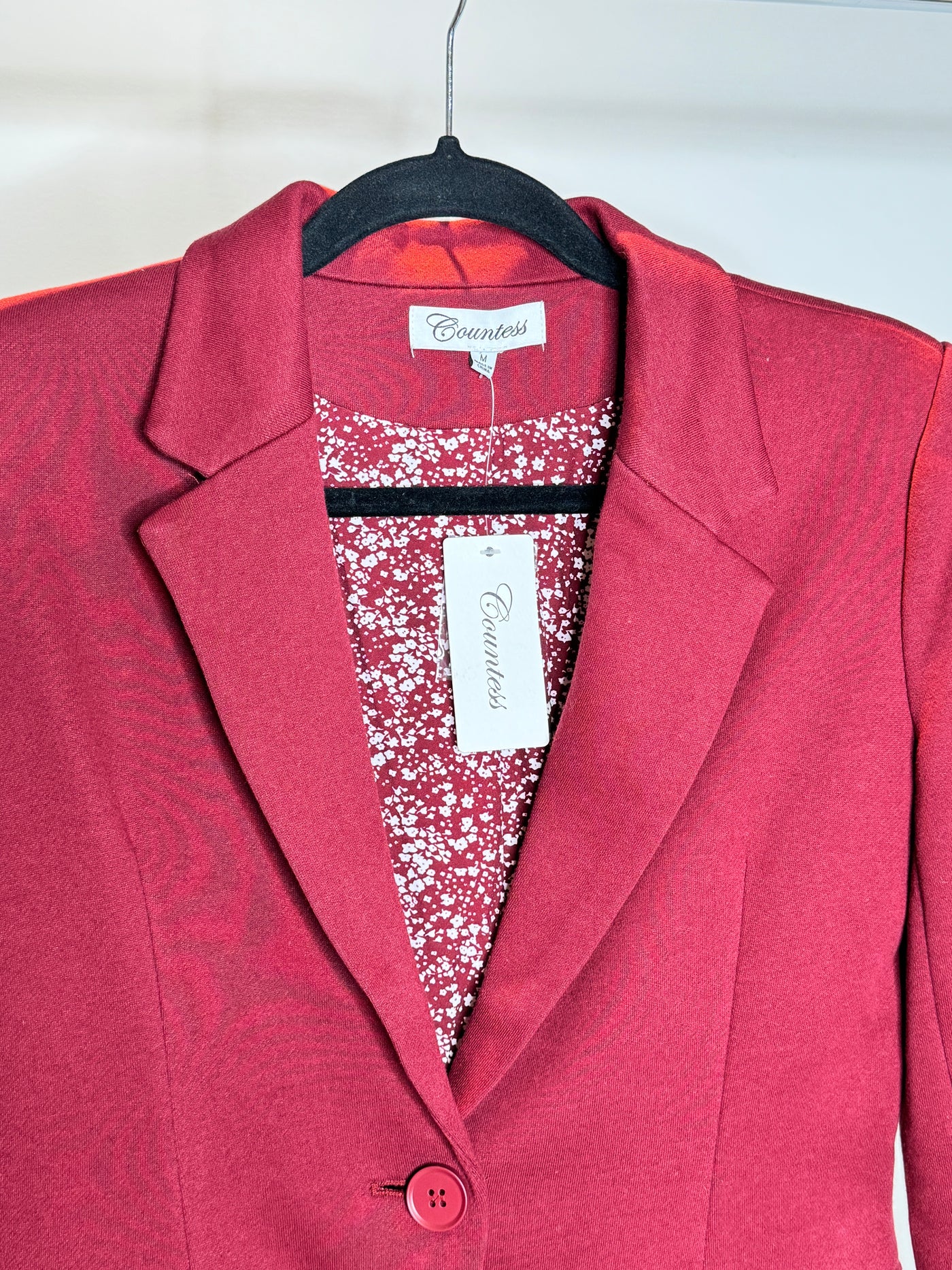 The Pink Door Classic One Button Blazer - Wine