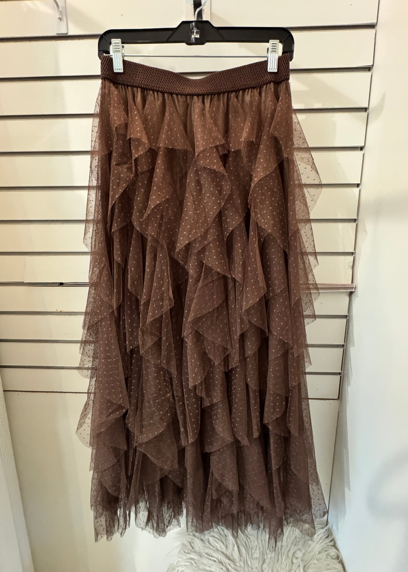 The Pink Door Long Tulle Skirt - Brown