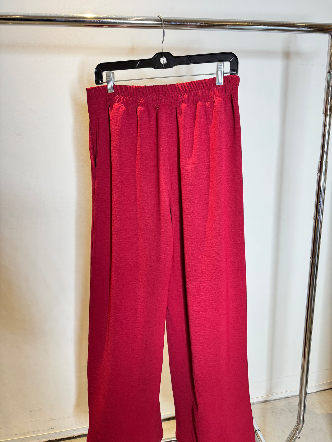 The Pink Door Pull on Silky Trouser Wine