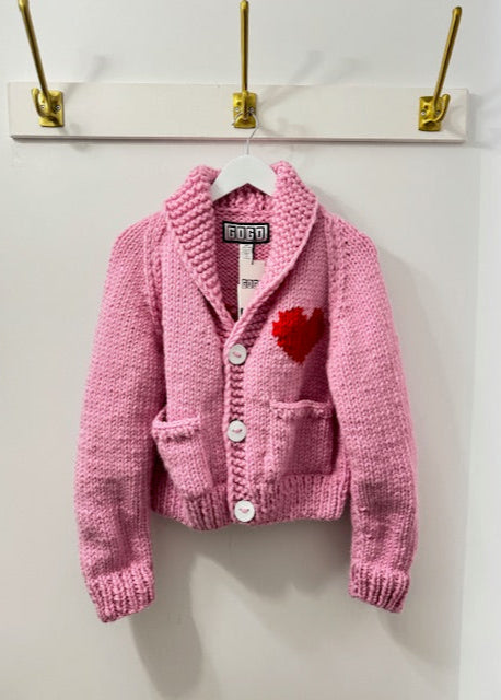 Gogo Short Heart Cardi Bubble Gum/Red