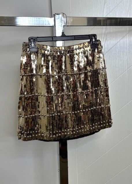 The Pink Door Pull on Sequin Skirt Gold