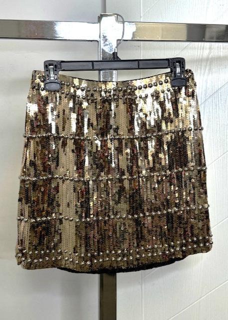 The Pink Door Pull on Sequin Skirt Gold