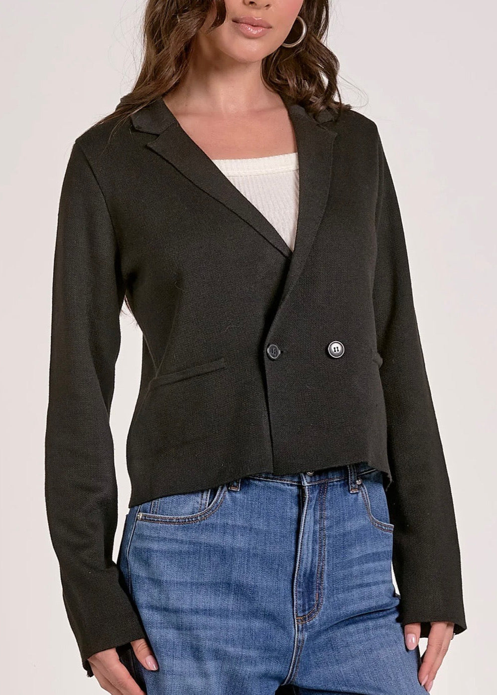 The Pink Door Short Knit Jacket Black