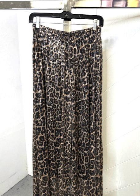 The Pink Door Leopard Sequins Wide Leg Pants