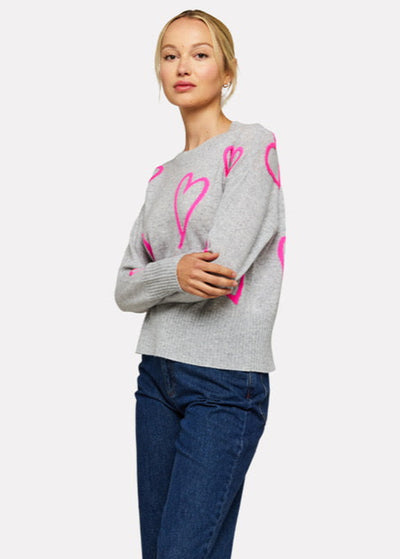 Brodie Valentina Crew Top - Grey/Pink