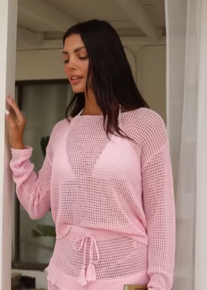 Surf Gypsy Pink Mesh Sweater