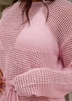 Surf Gypsy Pink Mesh Sweater