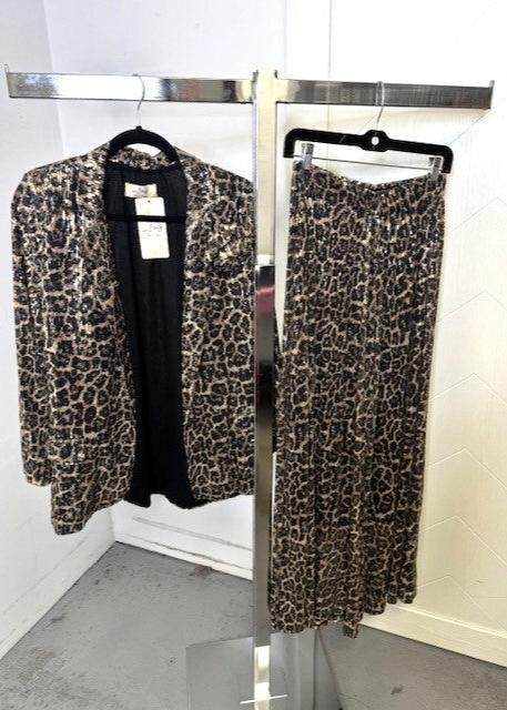 The Pink Door Leopard Sequins Wide Leg Pants