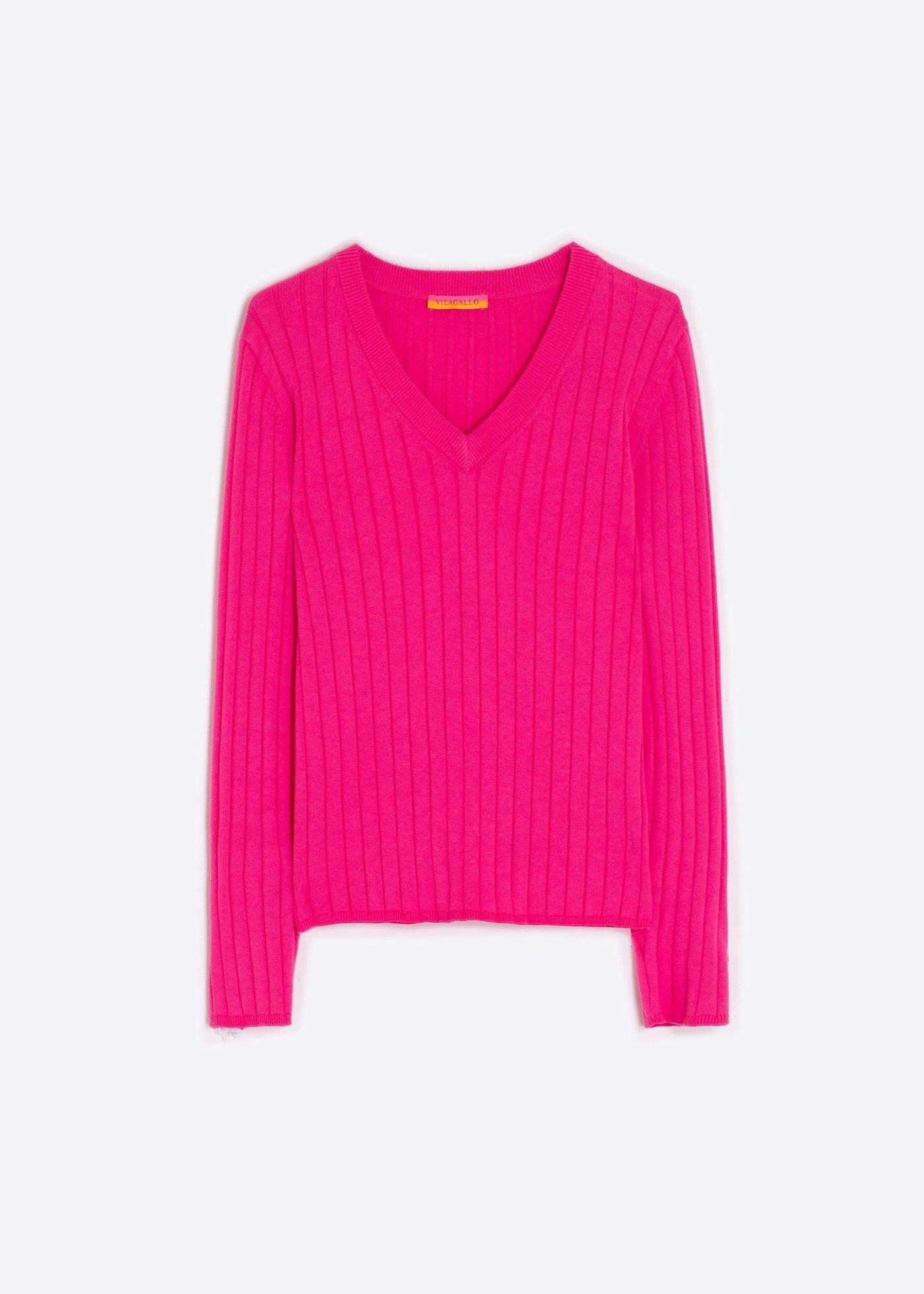 Vilagallo V-neck Cotton Sweater w/ Buttons Detail Pink