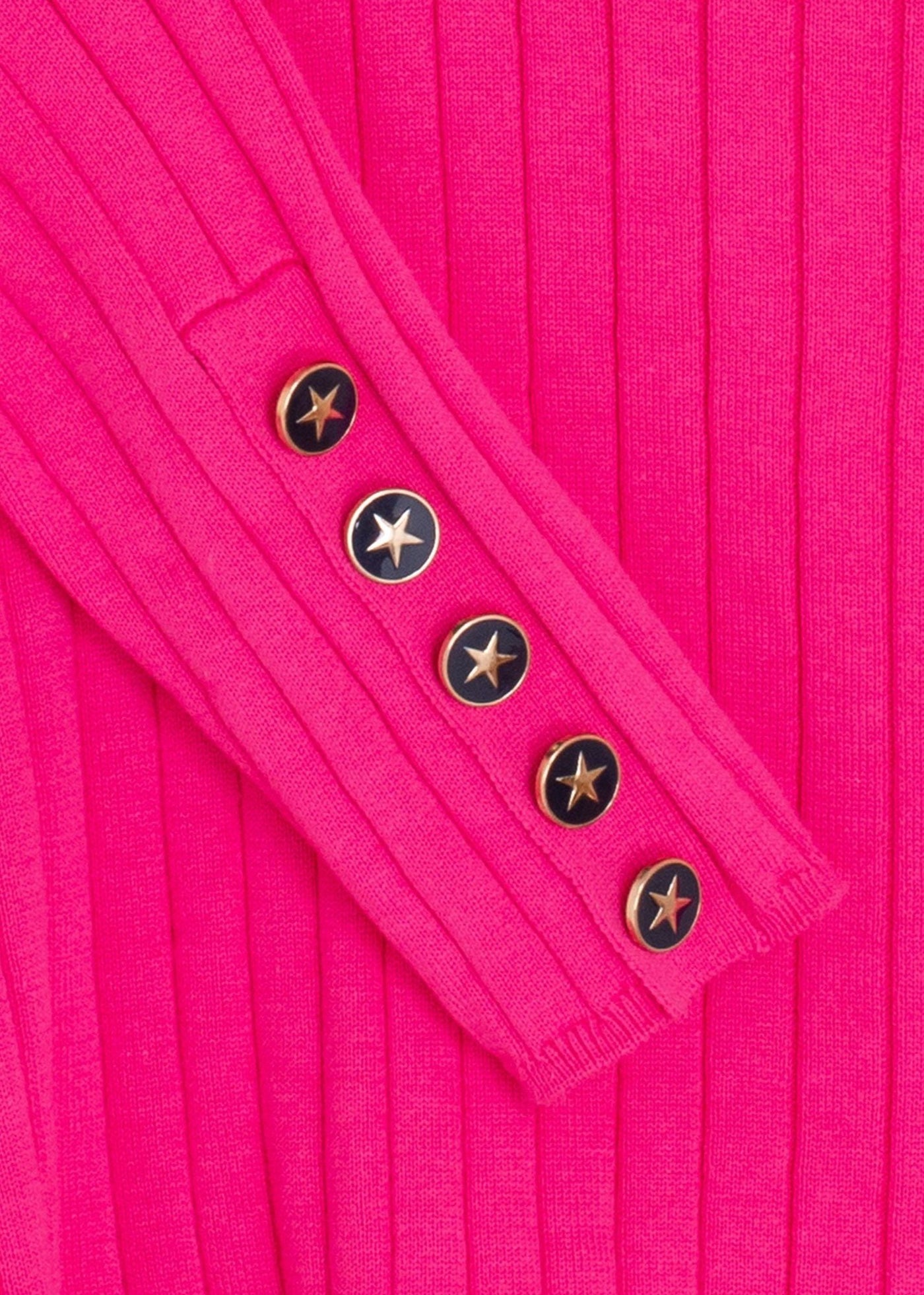 Vilagallo V-neck Cotton Sweater w/ Buttons Detail Pink