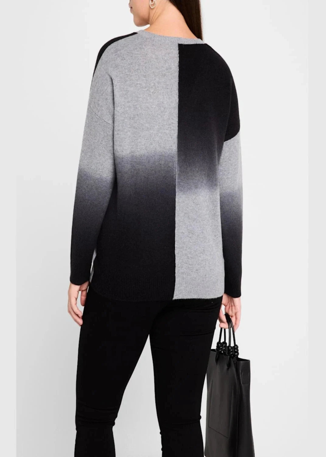 MINNIE ROSE Dip Dye V-neck Pullover Grey/Black