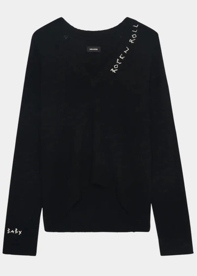 Zadig & Voltaire Miky R & R Cashmere V-neck Black