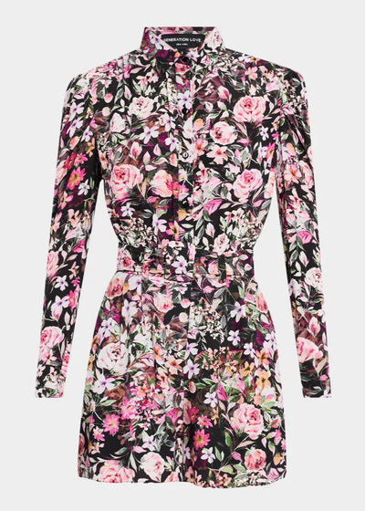 Generation Love Kaline Floral Romper Zesty Floral Black Pink