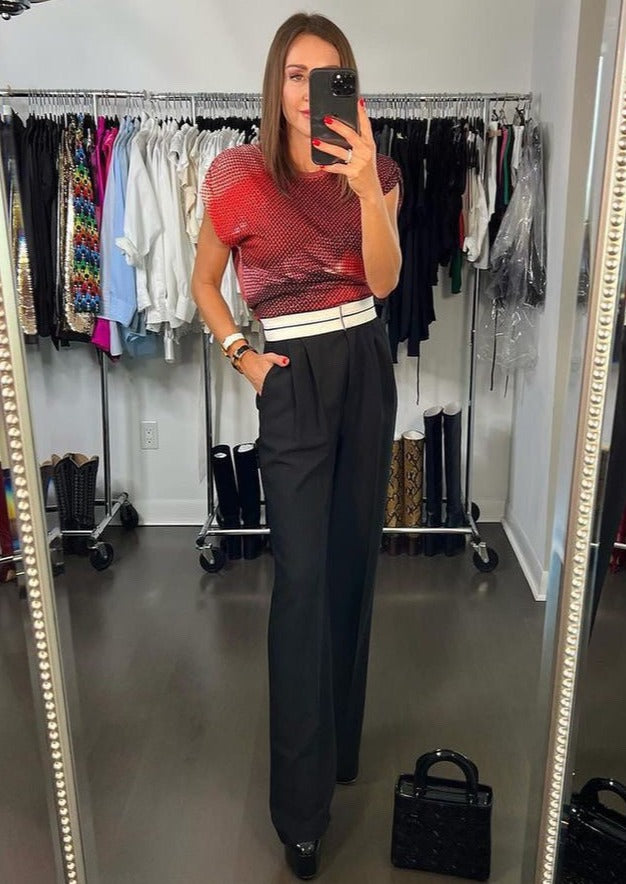 The Pink Door Black Wide Leg Trousers w/ Velcro Band