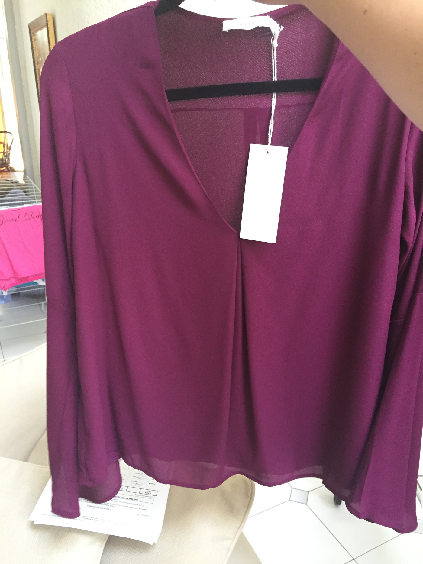 Lush- Purple bell sleeve blouse