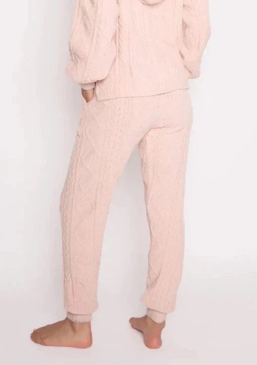 PJ Salvage Cable Crew Lounge Banded Pants - Pink Clay