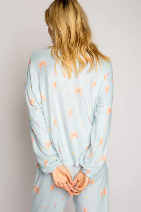 PJ Salvage You Had Me At Rose Pj Set - Powder Blue