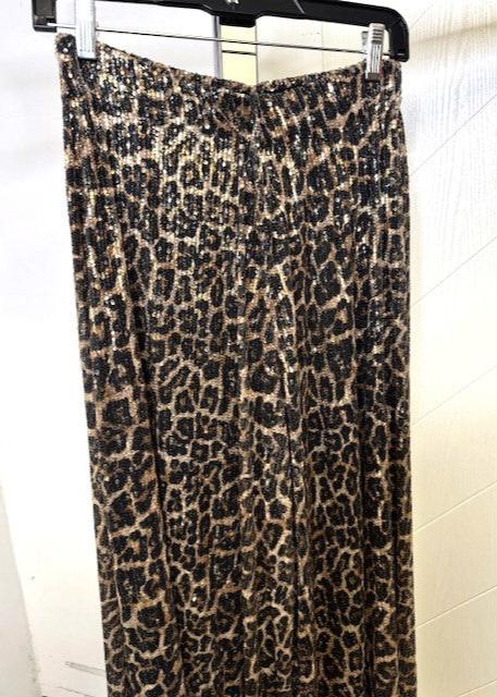 The Pink Door Leopard Sequins Wide Leg Pants