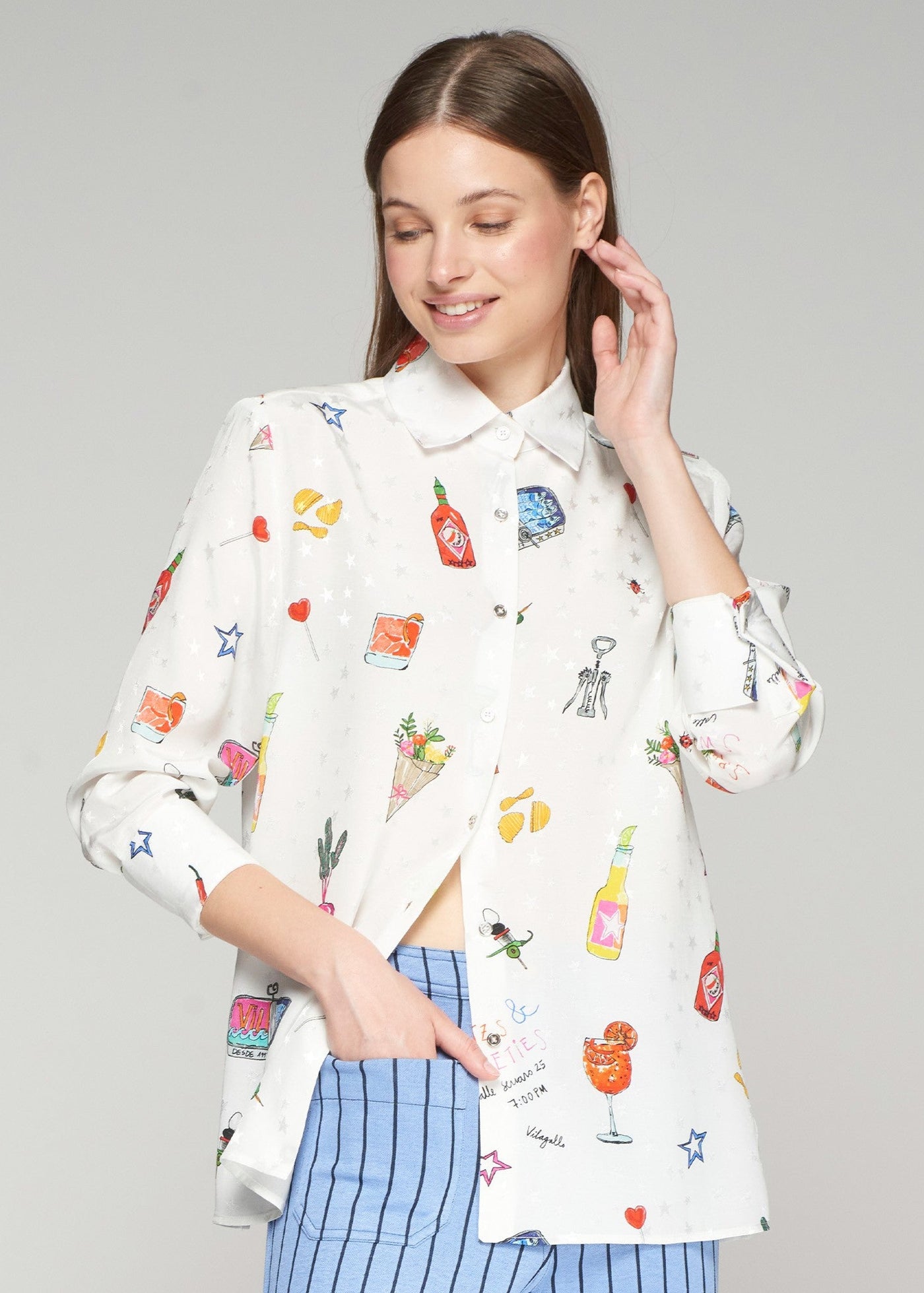 Vilagallo Mariela Cocktail Print Shirt