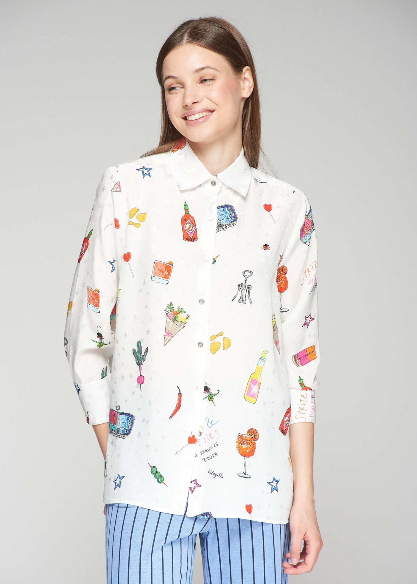 Vilagallo Mariela Cocktail Print Shirt