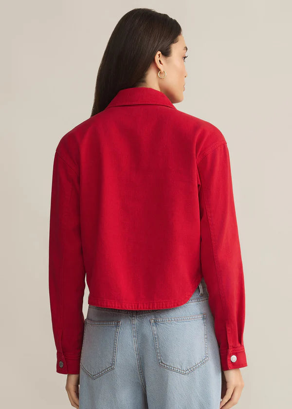 Z Supply All Day Cropped Denim Jacket Cherry