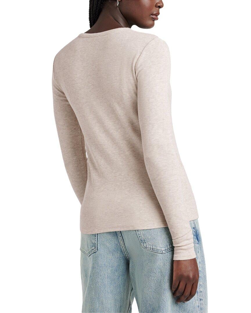 Splendid Isabella Shimmer Crew Neck Henley - Oat