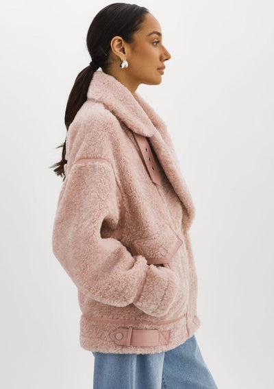 Lamarque Badu Shearling Faux Fur Jacket - Light Pink