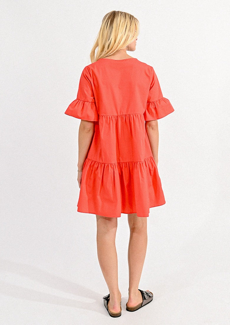 Molly Bracken Cotton Poplin Crossover Dress - Red