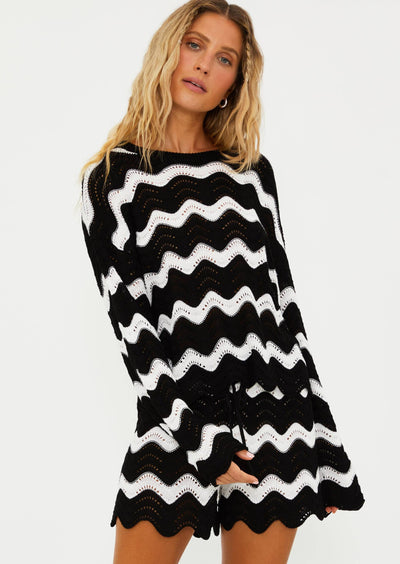 Beach Riot Beach Sweater Black & White