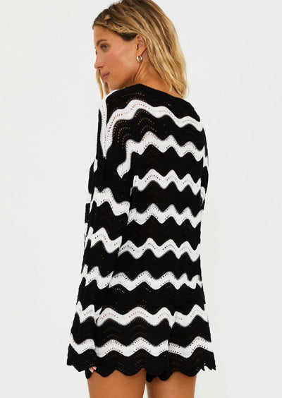 Beach Riot Beach Sweater Black & White