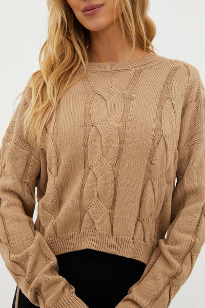 Beach Riot Clarice Cable Knit Sweater - Camel