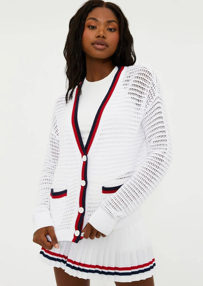 Beach Riot Gene Cardigan White Red Blue