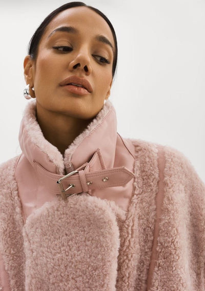 Lamarque Badu Shearling Faux Fur Jacket - Light Pink