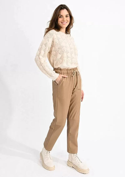 Molly Bracken Faux Leather Joggers - Camel