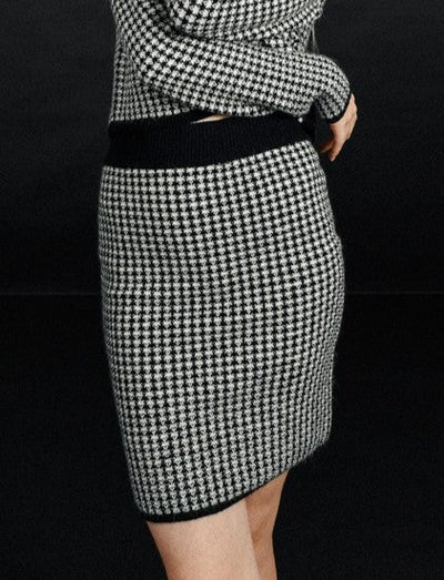 Molly Bracken Knit Houndstooth Mini Skirt